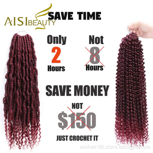 Aisi Beauty Goddess Faux Locs Red Crochet Braids Hair Extensions Synthetic Faux Locks Braids Hairpieces Synthetic Braiding Hair